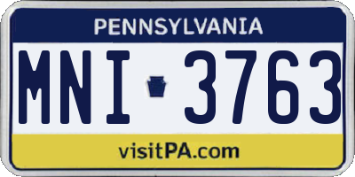 PA license plate MNI3763