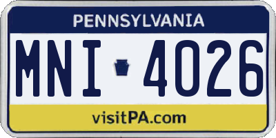 PA license plate MNI4026