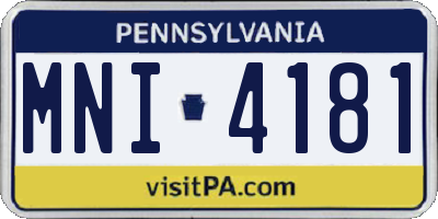 PA license plate MNI4181