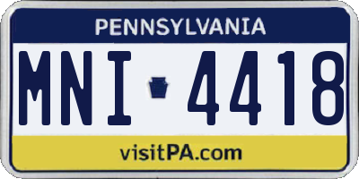 PA license plate MNI4418