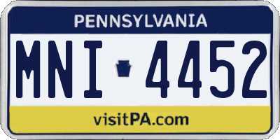 PA license plate MNI4452