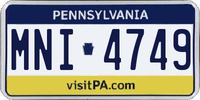PA license plate MNI4749