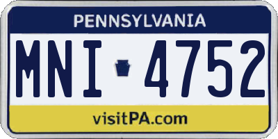 PA license plate MNI4752