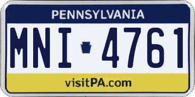 PA license plate MNI4761