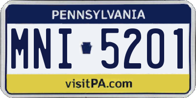 PA license plate MNI5201