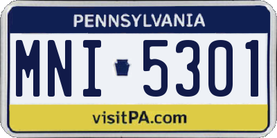PA license plate MNI5301
