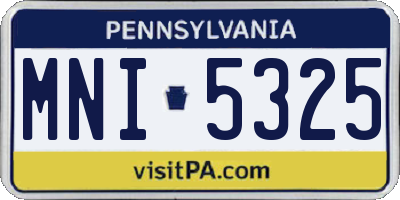 PA license plate MNI5325