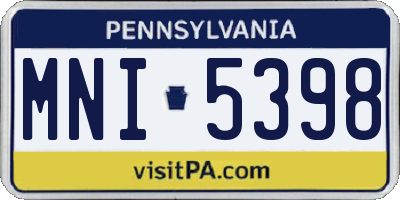 PA license plate MNI5398