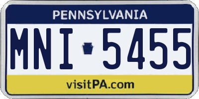 PA license plate MNI5455