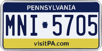 PA license plate MNI5705
