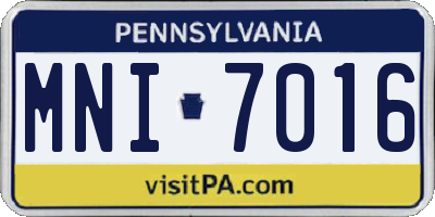 PA license plate MNI7016