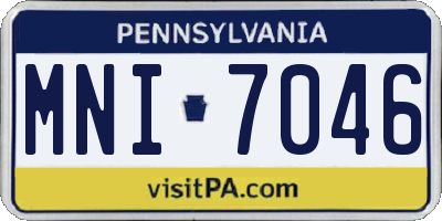 PA license plate MNI7046