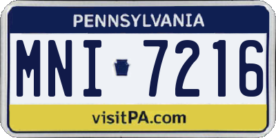 PA license plate MNI7216