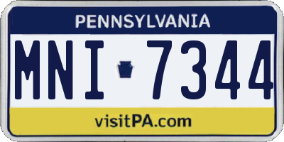 PA license plate MNI7344