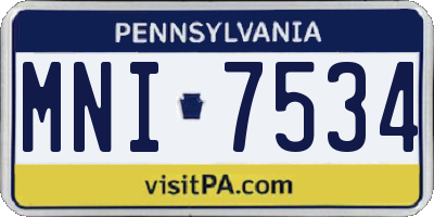 PA license plate MNI7534
