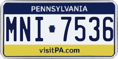 PA license plate MNI7536
