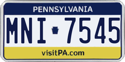 PA license plate MNI7545
