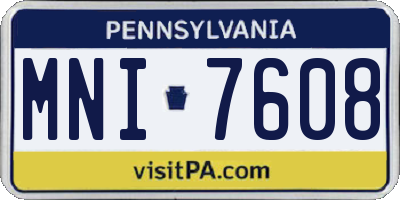 PA license plate MNI7608