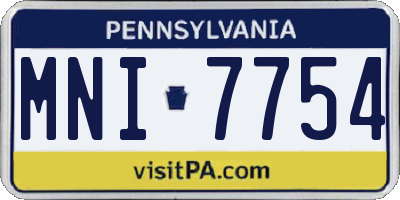 PA license plate MNI7754
