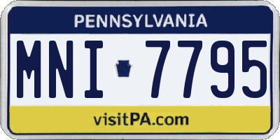 PA license plate MNI7795