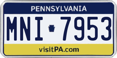 PA license plate MNI7953