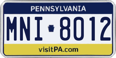 PA license plate MNI8012