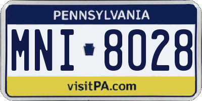 PA license plate MNI8028