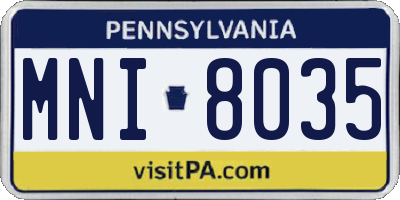 PA license plate MNI8035