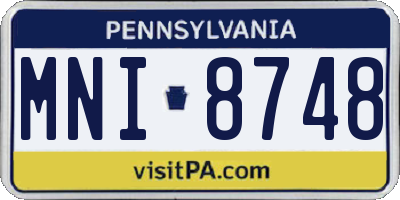 PA license plate MNI8748