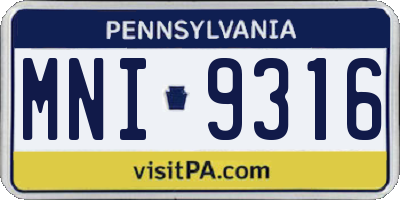 PA license plate MNI9316