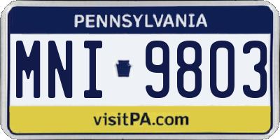 PA license plate MNI9803