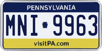 PA license plate MNI9963