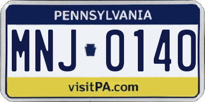 PA license plate MNJ0140