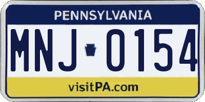 PA license plate MNJ0154