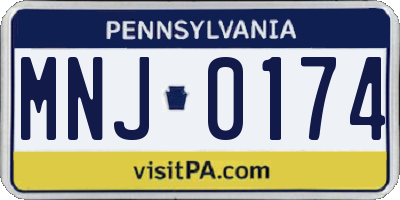 PA license plate MNJ0174