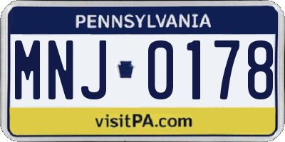 PA license plate MNJ0178