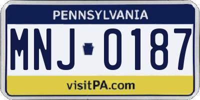PA license plate MNJ0187