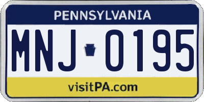 PA license plate MNJ0195