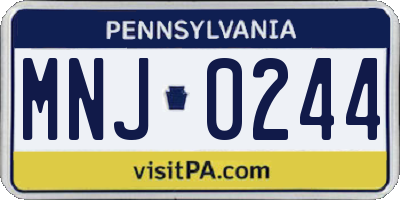 PA license plate MNJ0244