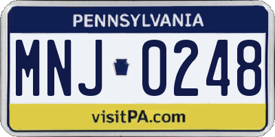 PA license plate MNJ0248