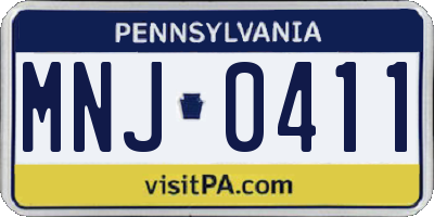 PA license plate MNJ0411