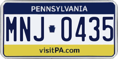 PA license plate MNJ0435