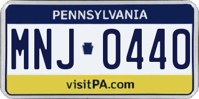 PA license plate MNJ0440