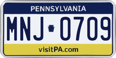 PA license plate MNJ0709