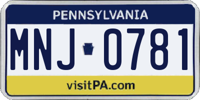 PA license plate MNJ0781