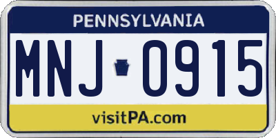 PA license plate MNJ0915