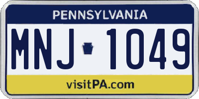 PA license plate MNJ1049