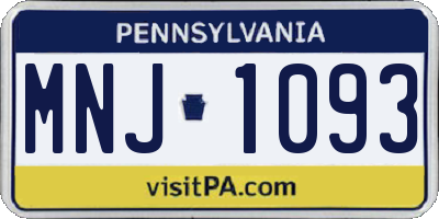 PA license plate MNJ1093