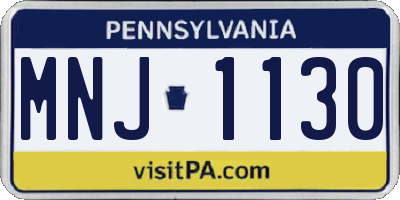 PA license plate MNJ1130