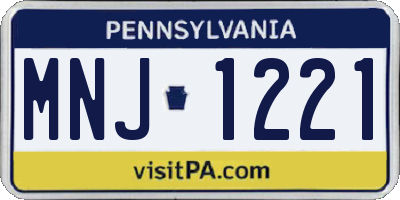 PA license plate MNJ1221